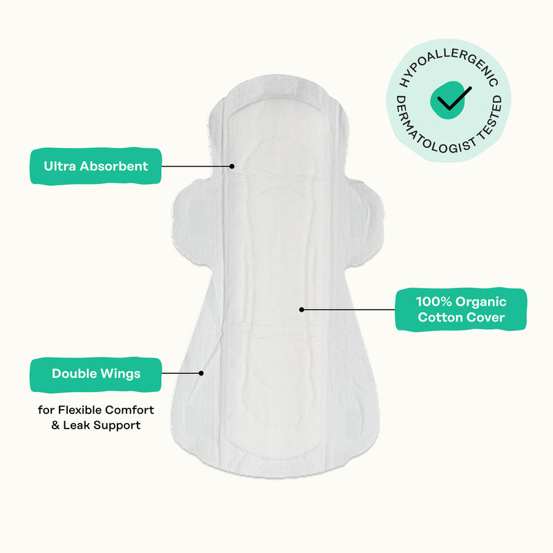 Organic Cotton Cover Cooling Herbal Infusion Super Pads
