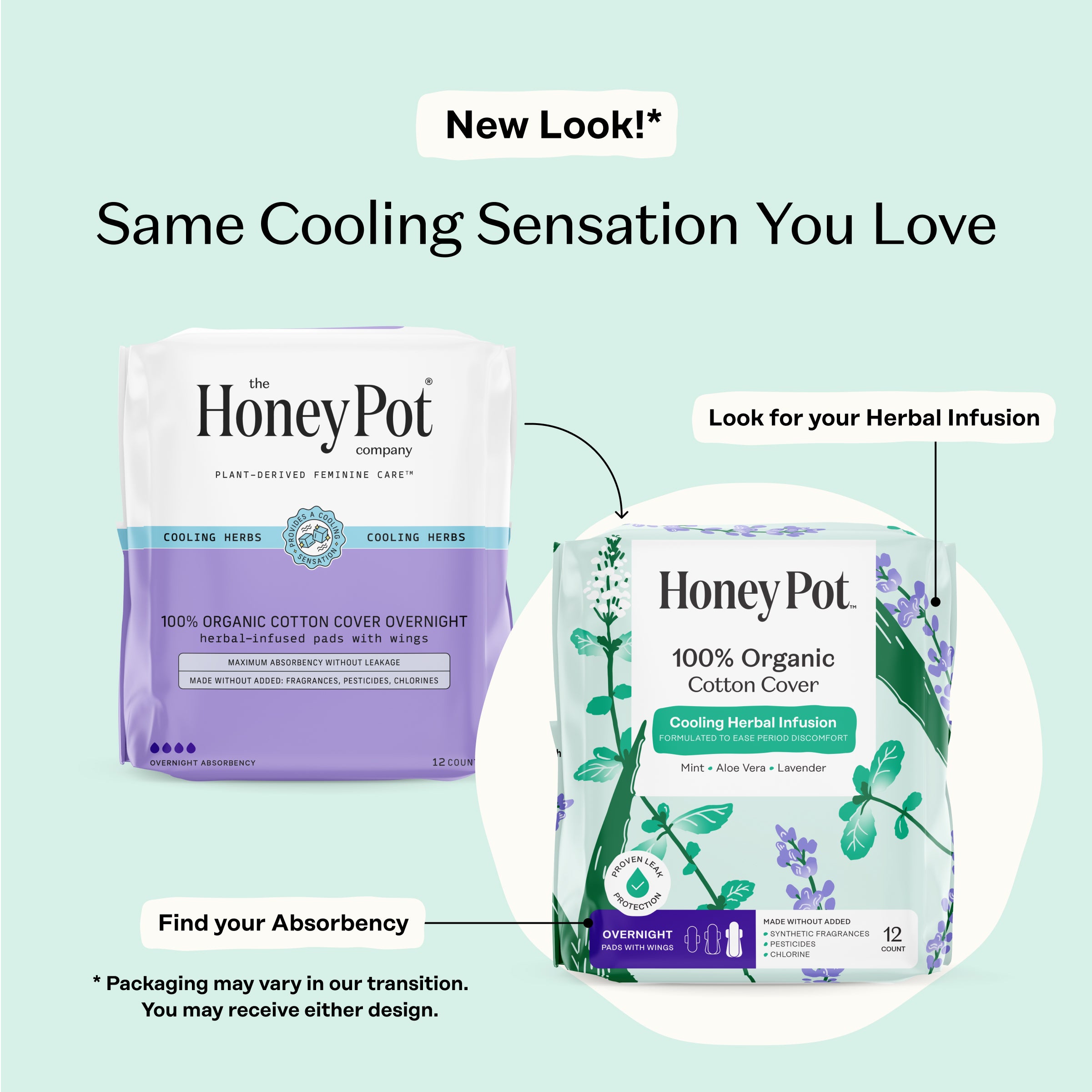 plant pot pads The Honey Pot Overnight Pads, Herbal, 12 Count