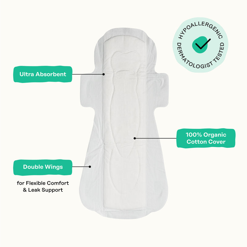 Organic Cotton Cover Cooling Herbal Infusion Overnight Pads