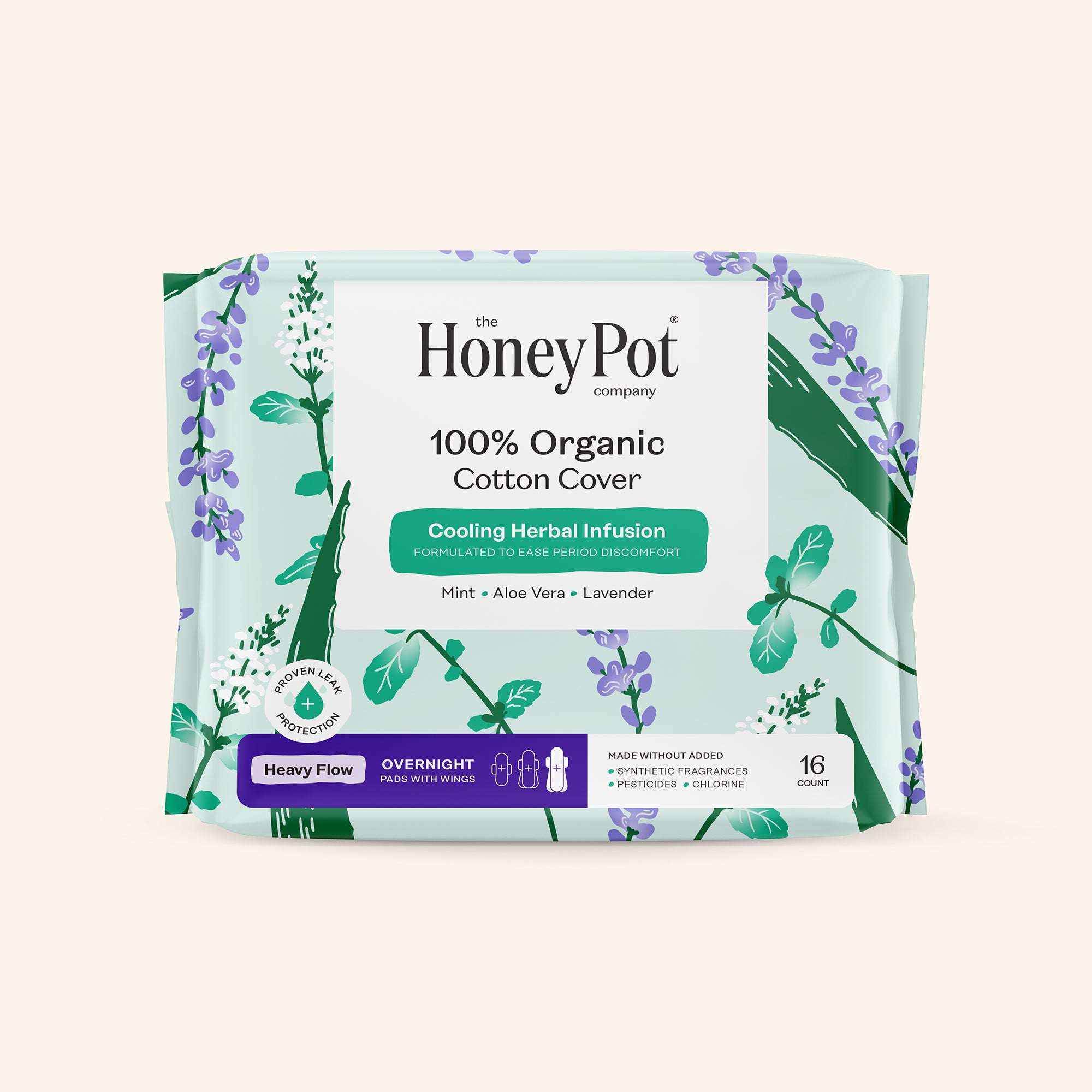 Organic Cotton Cover Cooling Herbal Infusion Heavy Flow Overnight Pads