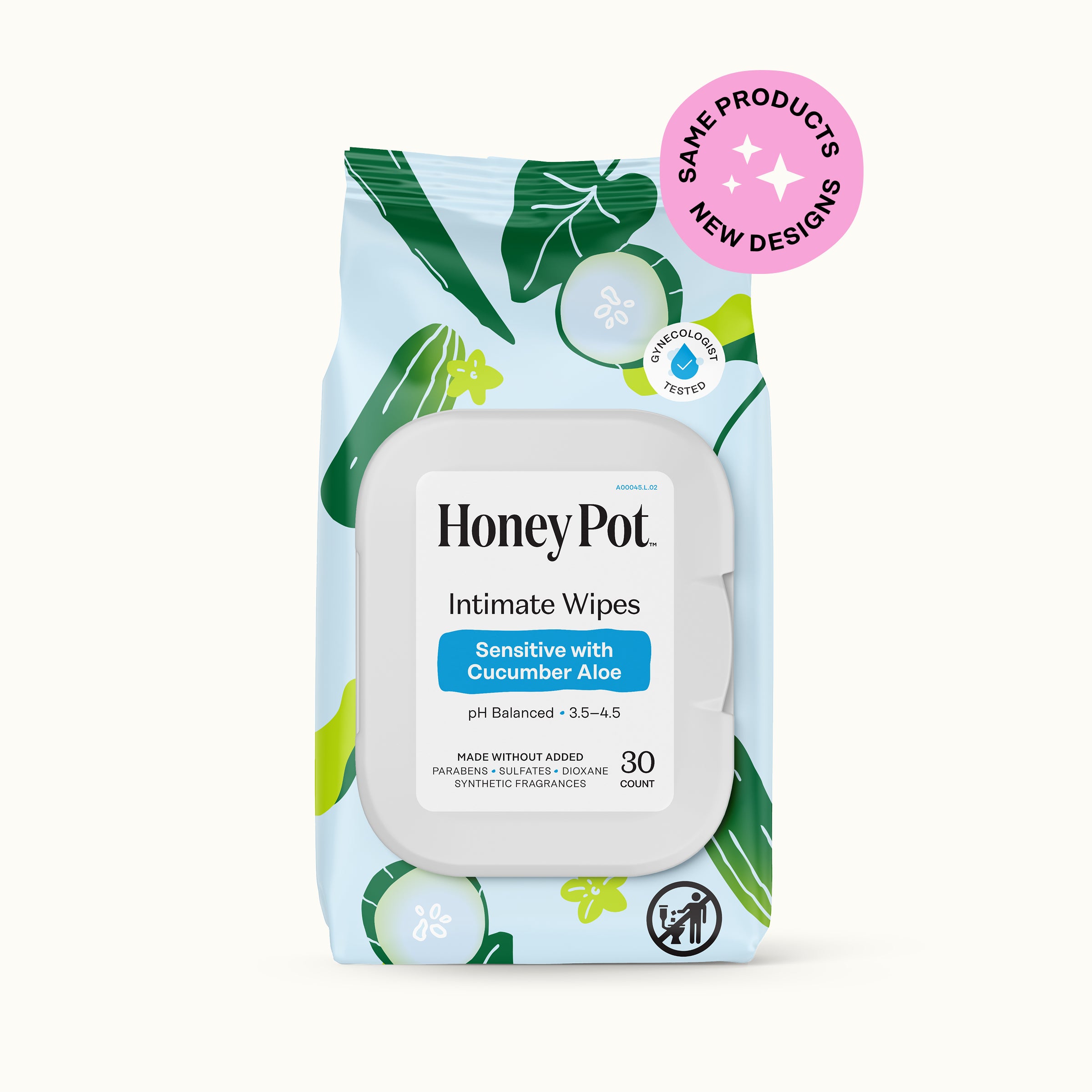 The Honey Pot Cucumber Aloe Wipes 30 Count
