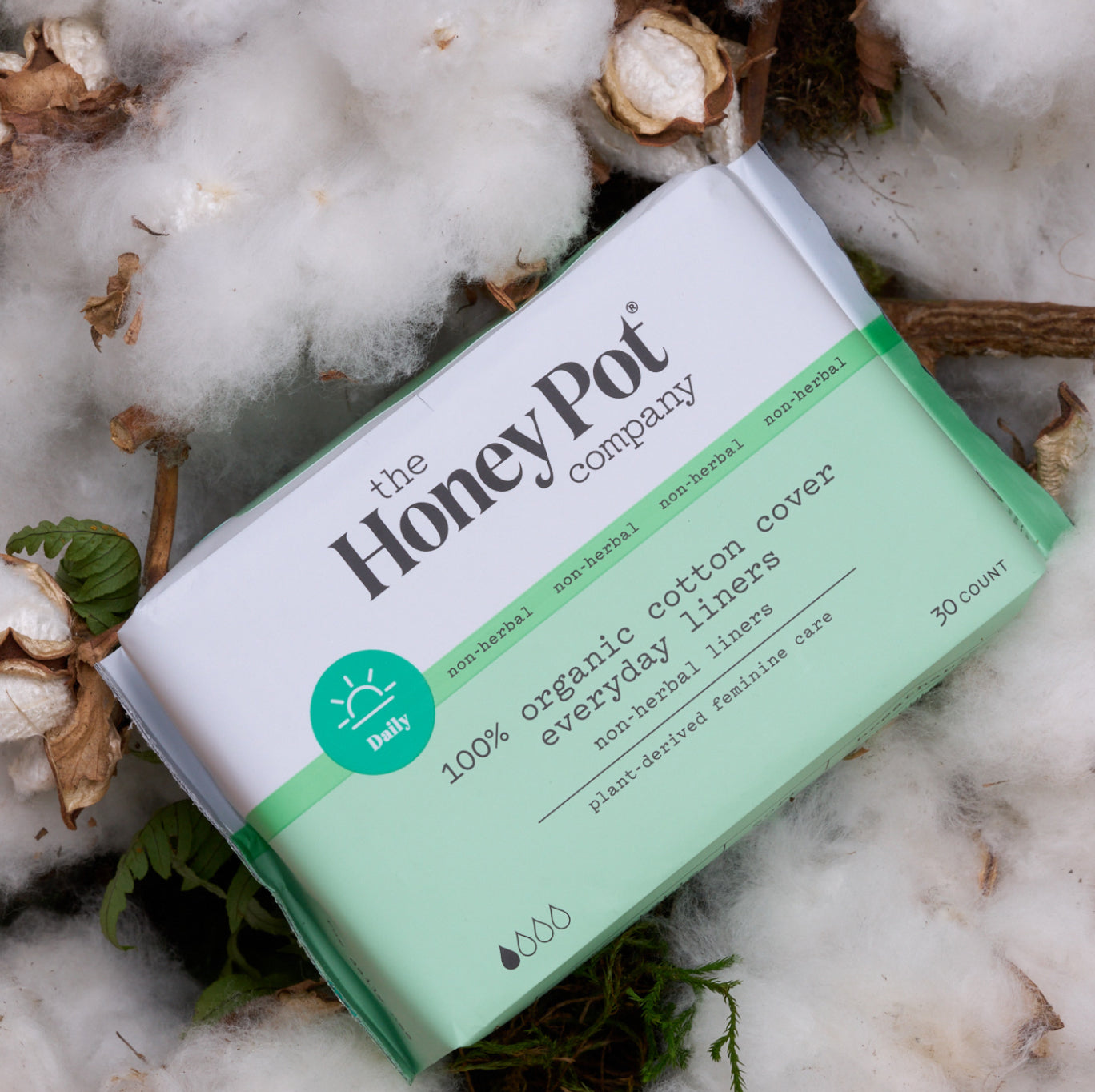 The Honey Pot Company Everyday Panty Liners, Herbal-Infused Clean Cotton  Pantiliners, Plant-Derived Feminine & Menstrual Care, Green, Pantiliner, 30