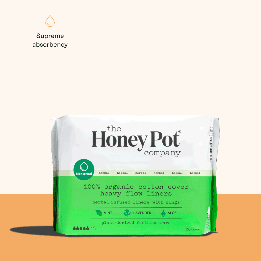  The Honey Pot Company - Heavy Flow Bundle - Organic Pads for  Women - Herbal Infused w/Essential Oils for Cooling Effect, Organic Cotton  Cover, & Ultra-Absorbent Pulp Core - Feminine Care 