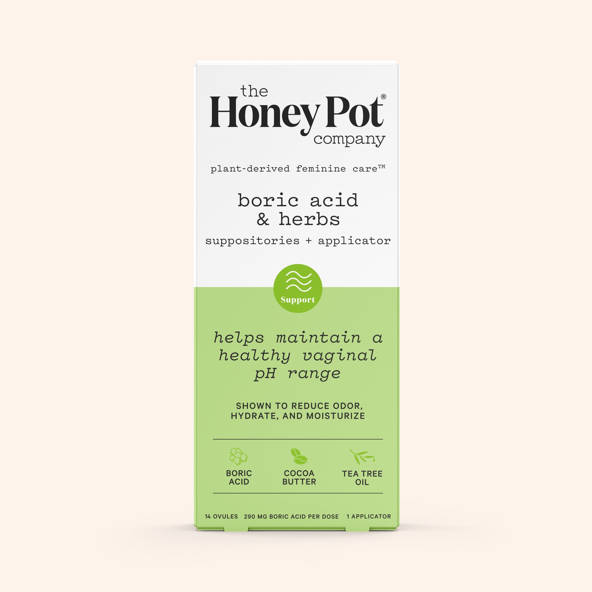 Honey Pot Boric Acid Vaginal Suppositories for pH Balance