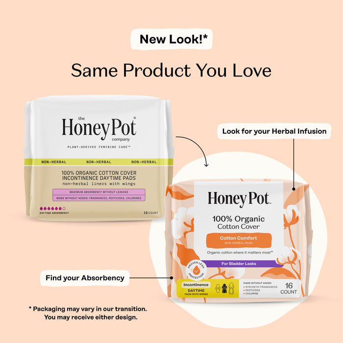 Incontinence 100% Organic Cotton Comfort Cover Daytime Pads