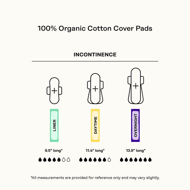 Incontinence 100% Organic Cotton Comfort Cover Nighttime Pads