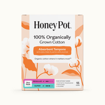Duo Pack 100% Organically Grown Cotton BPA Free Plastic Applicator Tampons