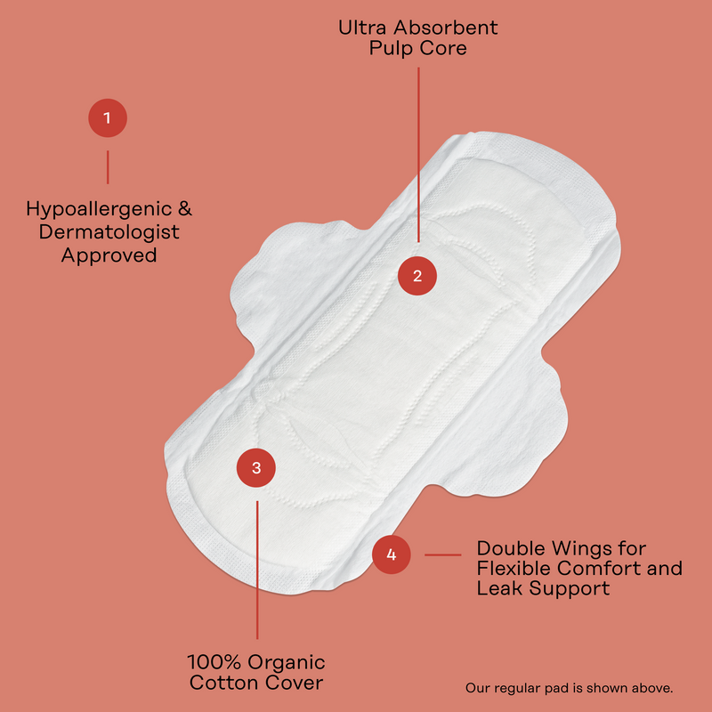Organic Cotton Cover Non-Herbal Regular Pads with Wings