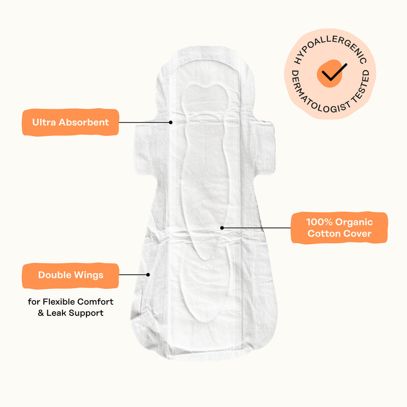 Organic Cotton Comfort Cover Heavy Flow Overnight Pads