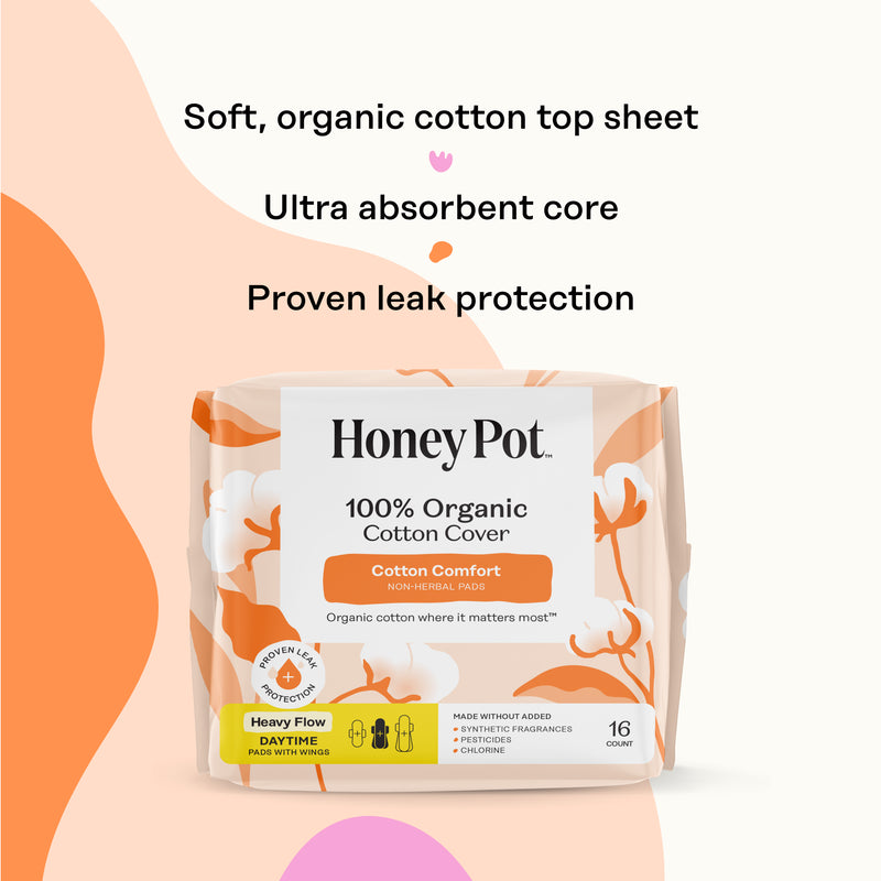 Organic Cotton Comfort Cover Heavy Flow Daytime Pads