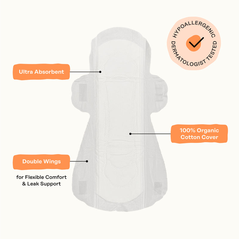 Organic Cotton Comfort Cover Heavy Flow Daytime Pads