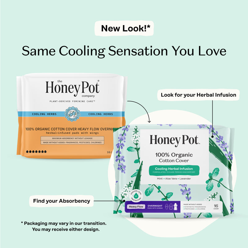 Organic Cotton Cover Cooling Herbal Infusion Heavy Flow Overnight Pads