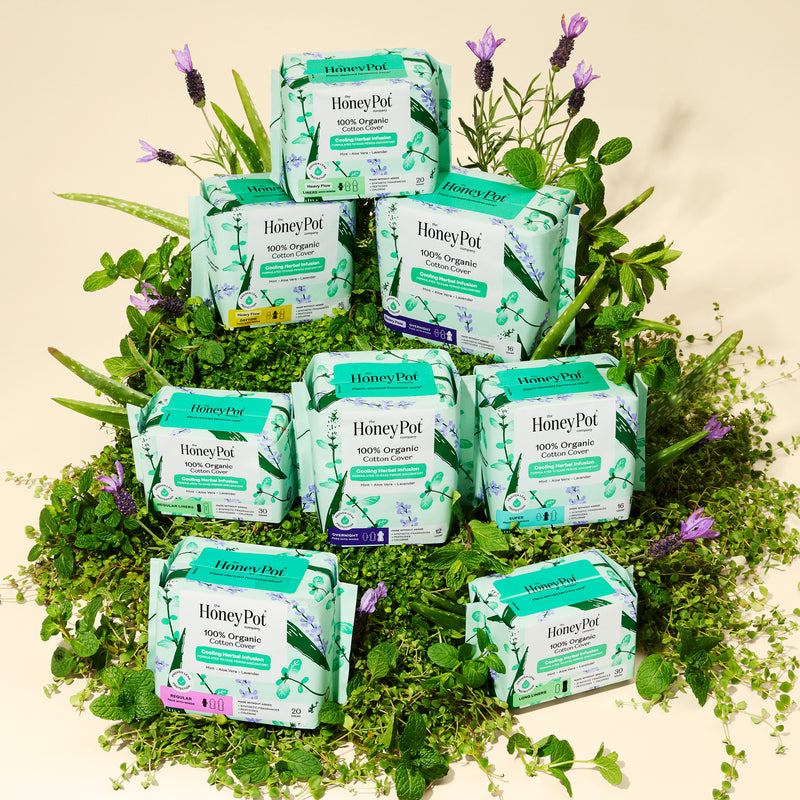 Organic Cotton Cover Cooling Herbal Infusion Heavy Flow Overnight Pads