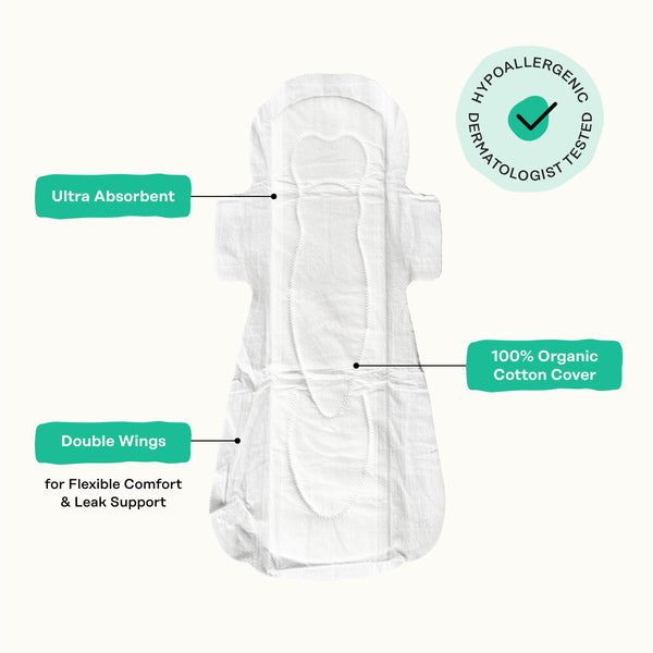Organic Cotton Cover Cooling Herbal Infusion Heavy Flow Overnight Pads