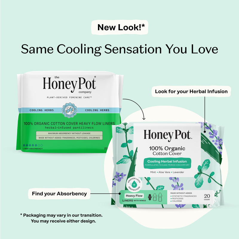 Organic Cotton Cover Cooling Herbal Infusion Heavy Flow Liners