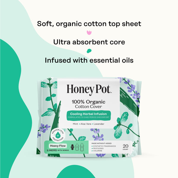 Organic Cotton Cover Cooling Herbal Infusion Heavy Flow Liners