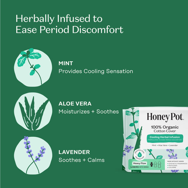 Organic Cotton Cover Cooling Herbal Infusion Heavy Flow Liners