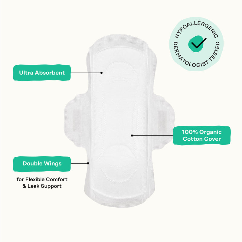 Organic Cotton Cover Cooling Herbal Infusion Heavy Flow Liners