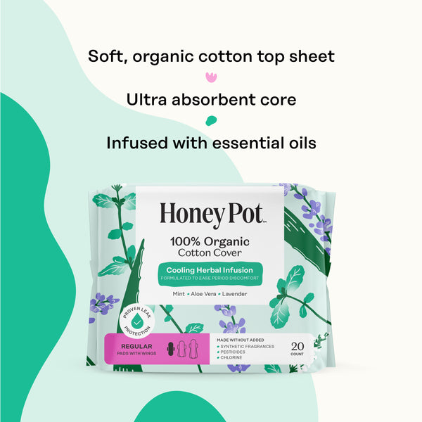 Organic Cotton Cover Cooling Herbal Infusion Regular Pads
