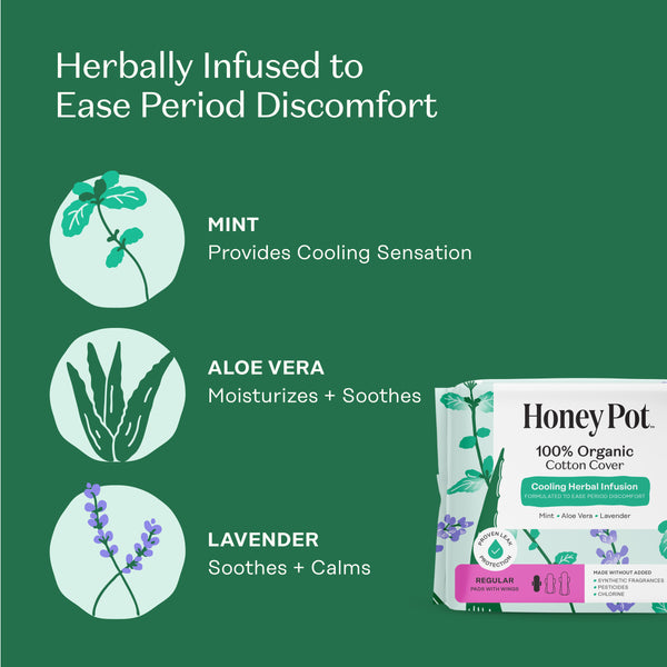 Organic Cotton Cover Cooling Herbal Infusion Regular Pads