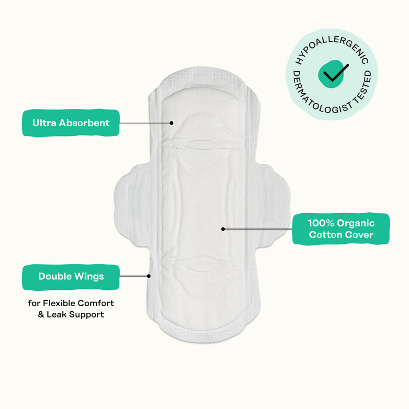 Organic Cotton Cover Cooling Herbal Infusion Regular Pads