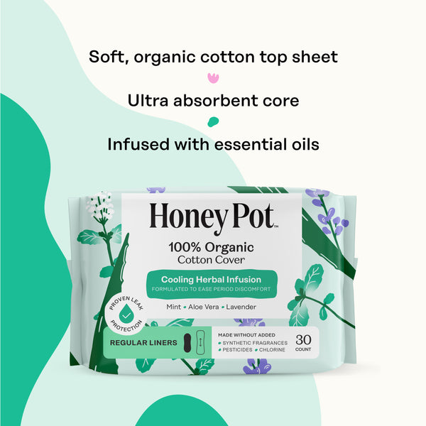 Organic Cotton Cover Cooling Herbal Infusion Regular Liners