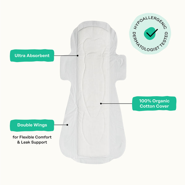Organic Cotton Cover Cooling Herbal Infusion Overnight Pads