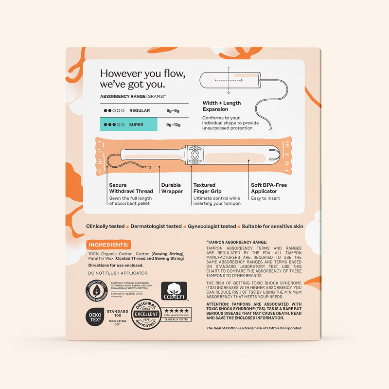 Organic Cotton Core Super Tampons