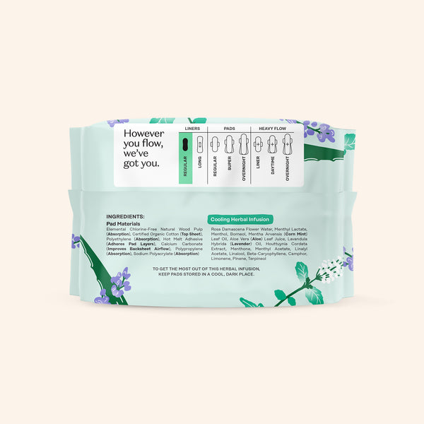 Organic Cotton Cover Cooling Herbal Infusion Regular Liners