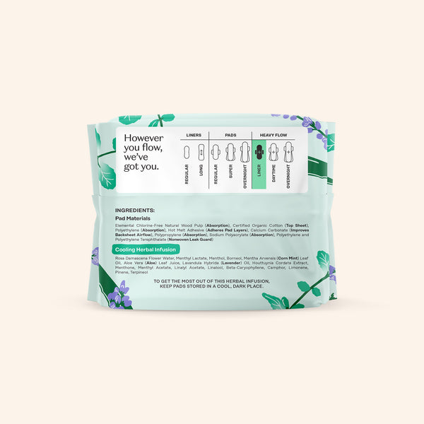 Organic Cotton Cover Cooling Herbal Infusion Heavy Flow Liners