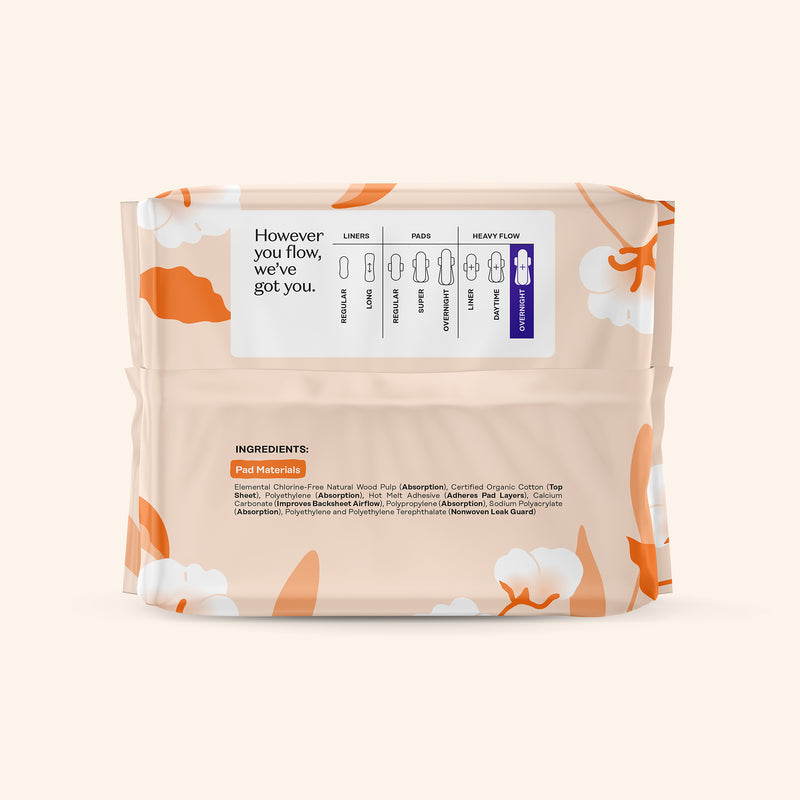 Organic Cotton Comfort Cover Heavy Flow Overnight Pads