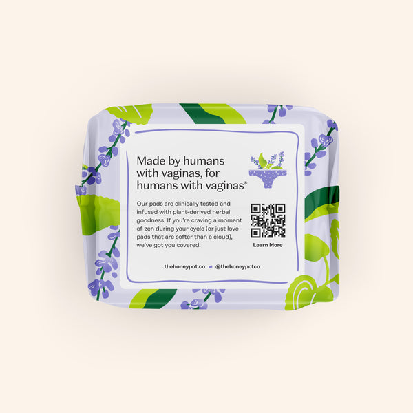 Organic Cotton Cover Calming Herbal Infusion Overnight Pads With Wings