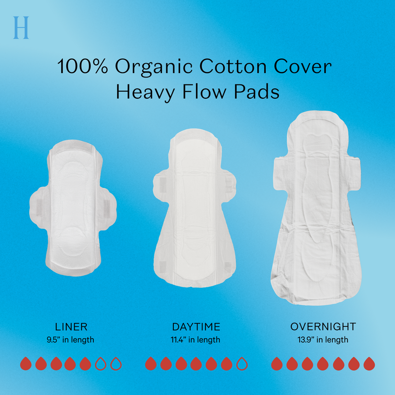 Organic Cotton Cover Non-Herbal Heavy Flow Overnight Pads with Wings