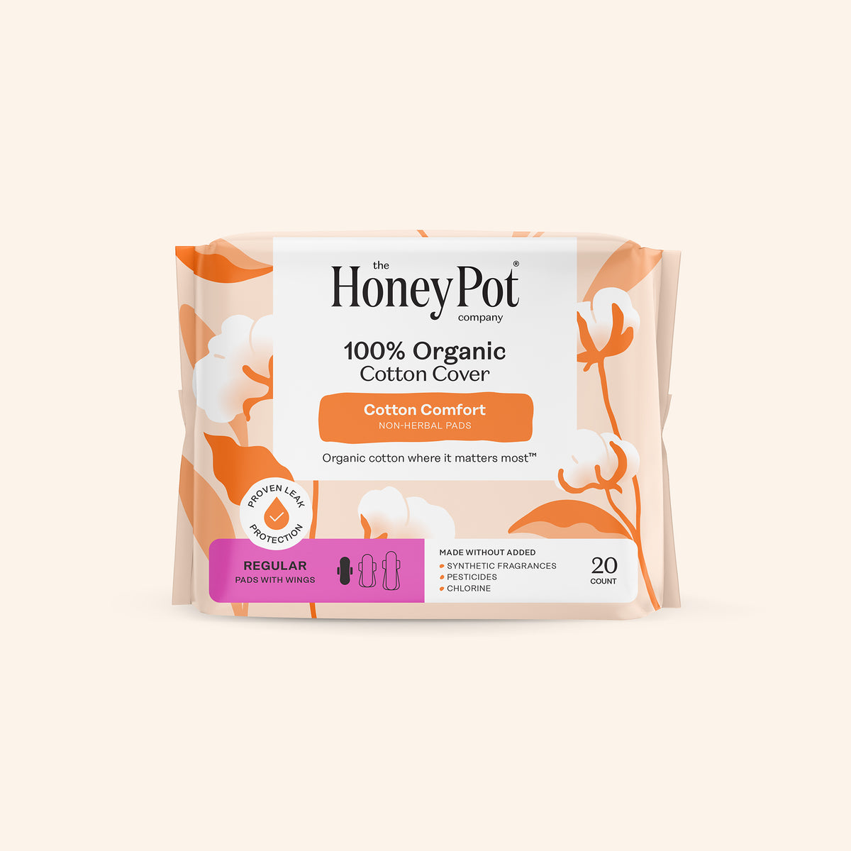 Organic Cotton Cover Non-Herbal Regular Pads with Wings