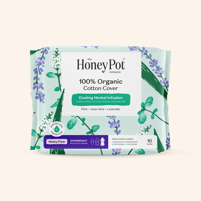 Organic Cotton Cover Cooling Herbal Infusion Heavy Flow Overnight Pads