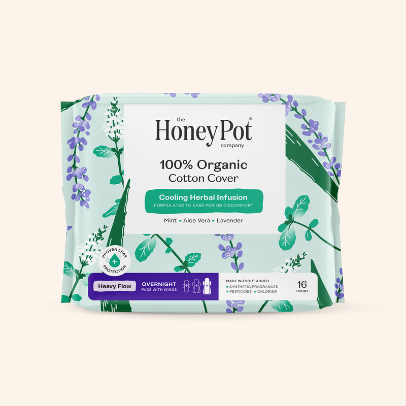 Organic Cotton Cover Cooling Herbal Infusion Heavy Flow Overnight Pads