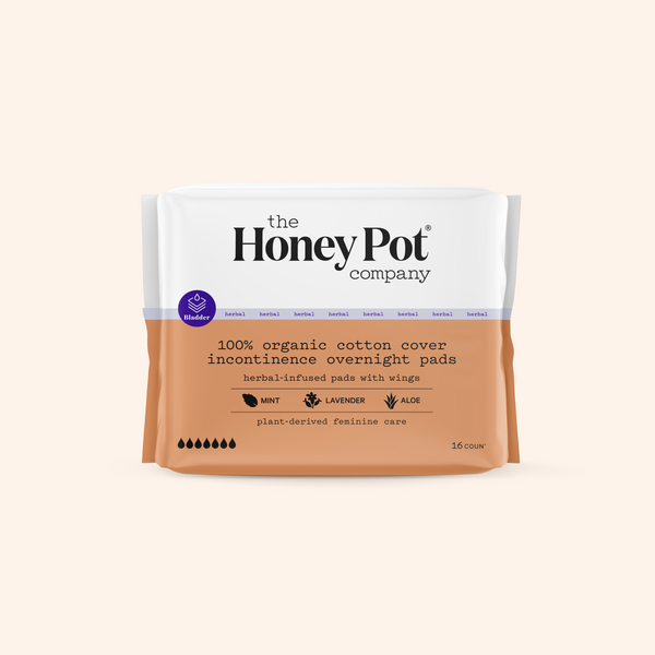 The Honey Pot Pads, Incontinence Daytime, with Wings, Organic - 16 pads