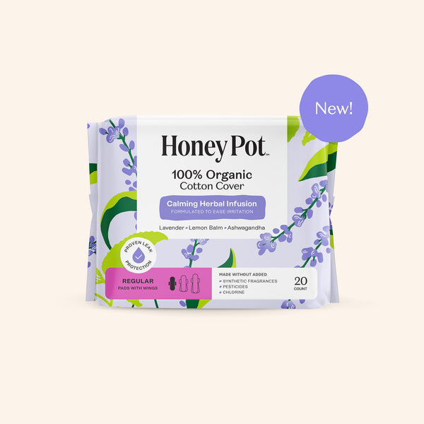 Organic Cotton Cover Calming Herbal Infusion Regular Pads With Wings
