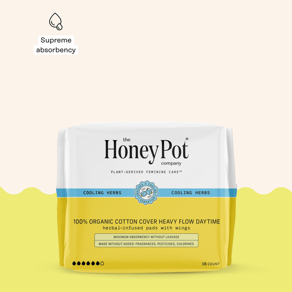Organic Cotton Cover Cooling Herbal Infusion Heavy Flow Daytime Pads