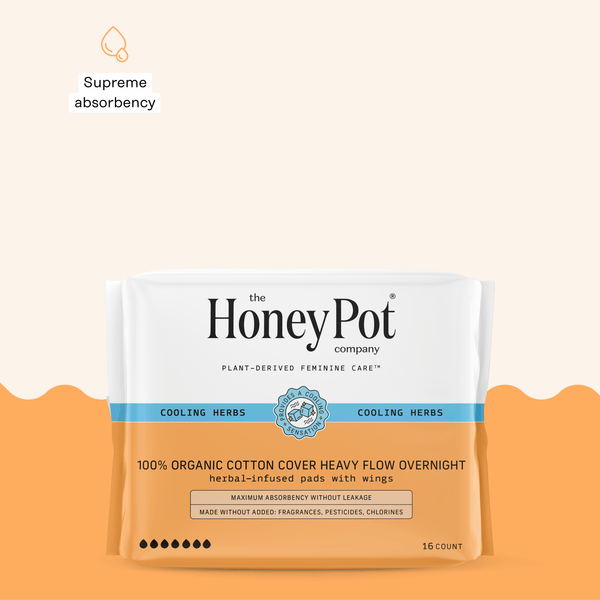 Organic Cotton Cover Cooling Herbal Infusion Heavy Flow Overnight Pads