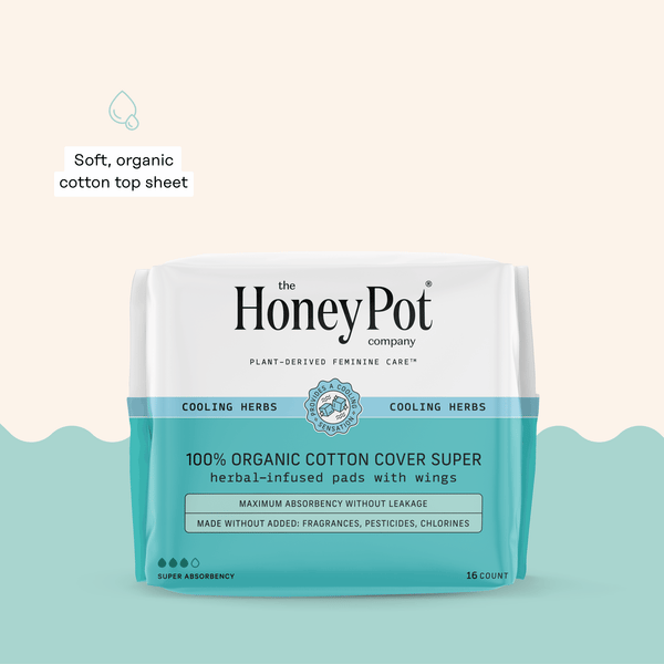 Organic Cotton Cover Cooling Herbal Infusion Super Pads