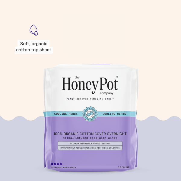 Organic Cotton Cover Cooling Herbal Infusion Overnight Pads