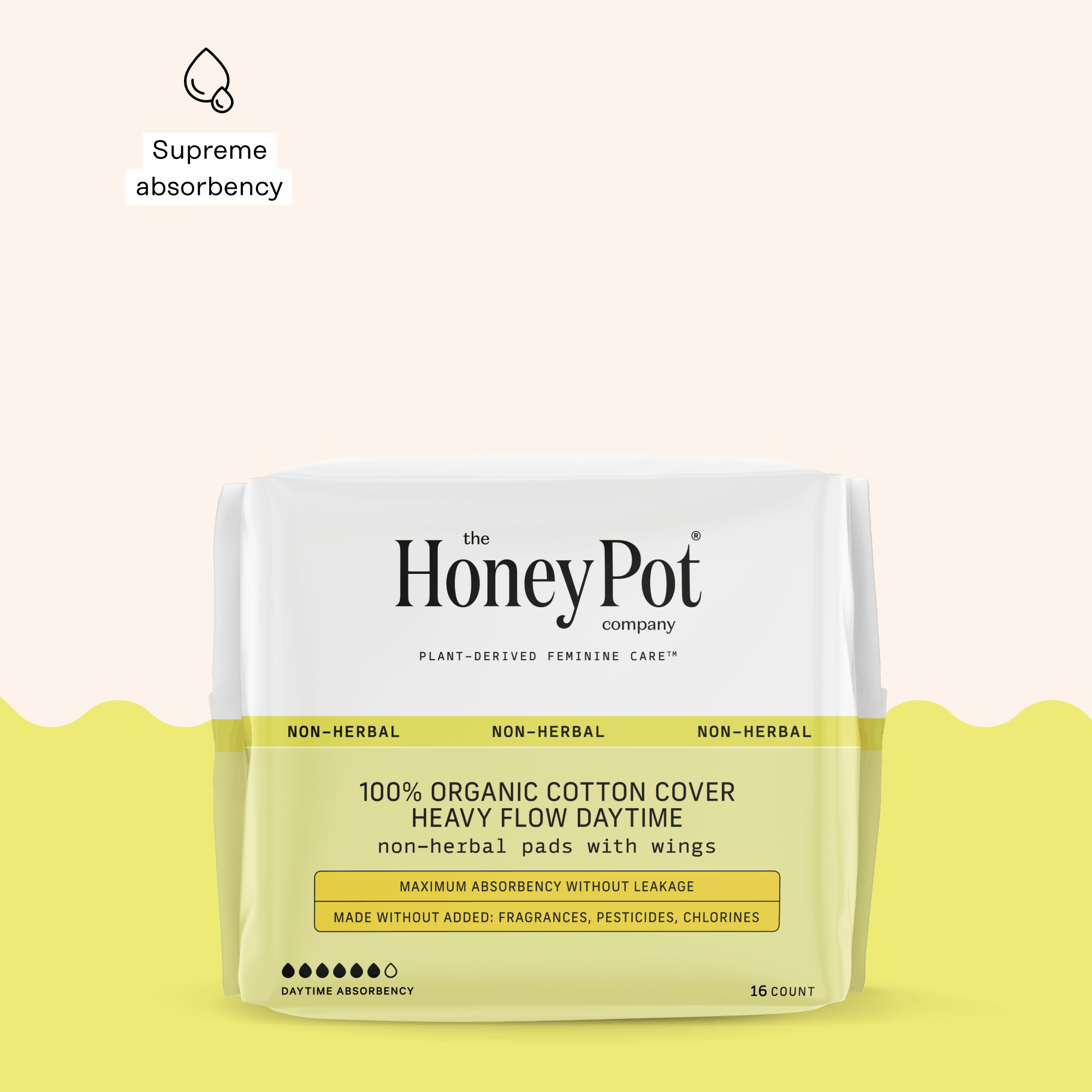 Honey Pot Daytime NonHerbal Pads for Heavy Flow with Wings The Honey