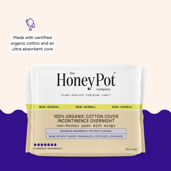 Organic Cotton Cover Non-Herbal Incontinence Overnight Pads with Wings