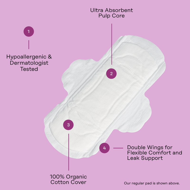 Organic Cotton Cover Regular Pads with Wings