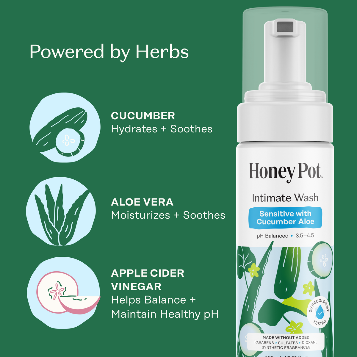 aloe vera wash The Honey Pot Cucumber Aloe Foaming Wash 5.51 fl. oz