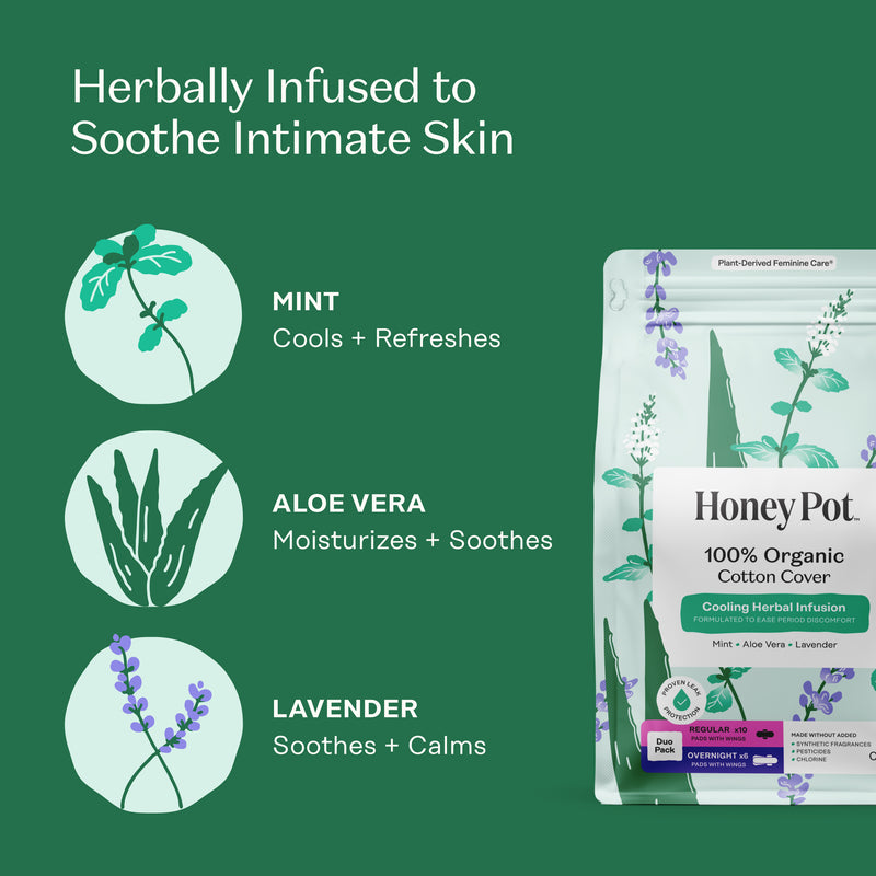 Organic Cotton Cover Cooling Regular Overnight Duo Pads