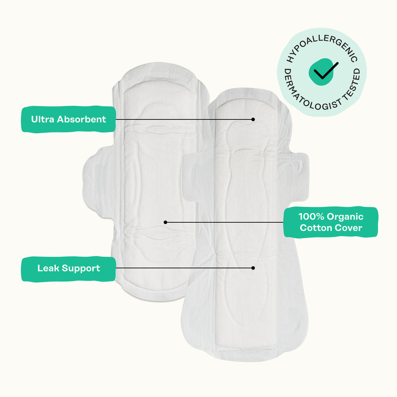 Organic Cotton Cover Cooling Regular Overnight Duo Pads