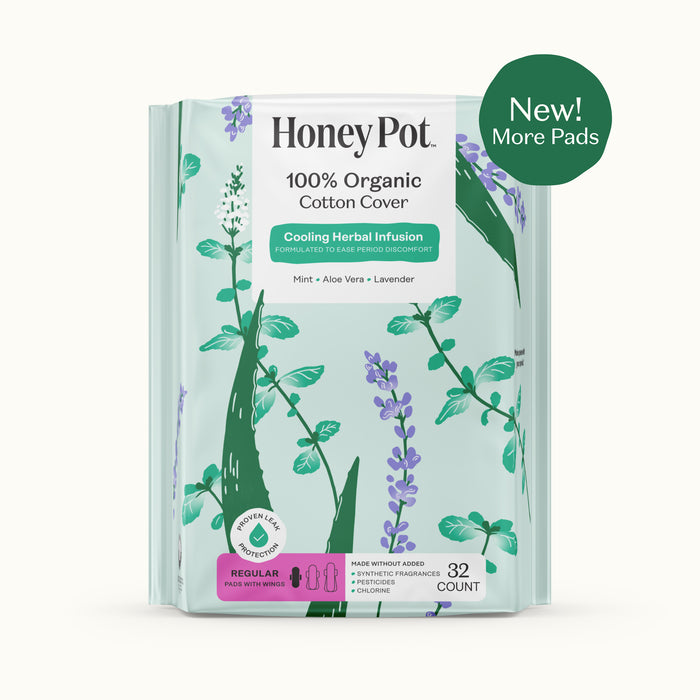 Organic Cotton Cooling Herbal Infusion Regular Pads — Medium Pack