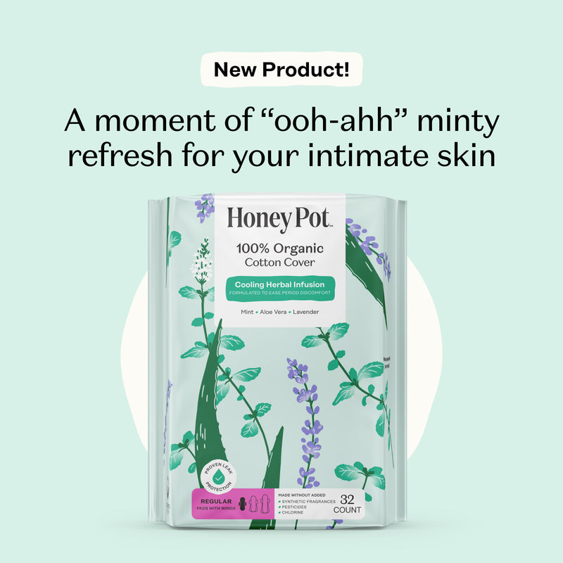 Organic Cotton Cooling Herbal Infusion Regular Pads — Medium Pack